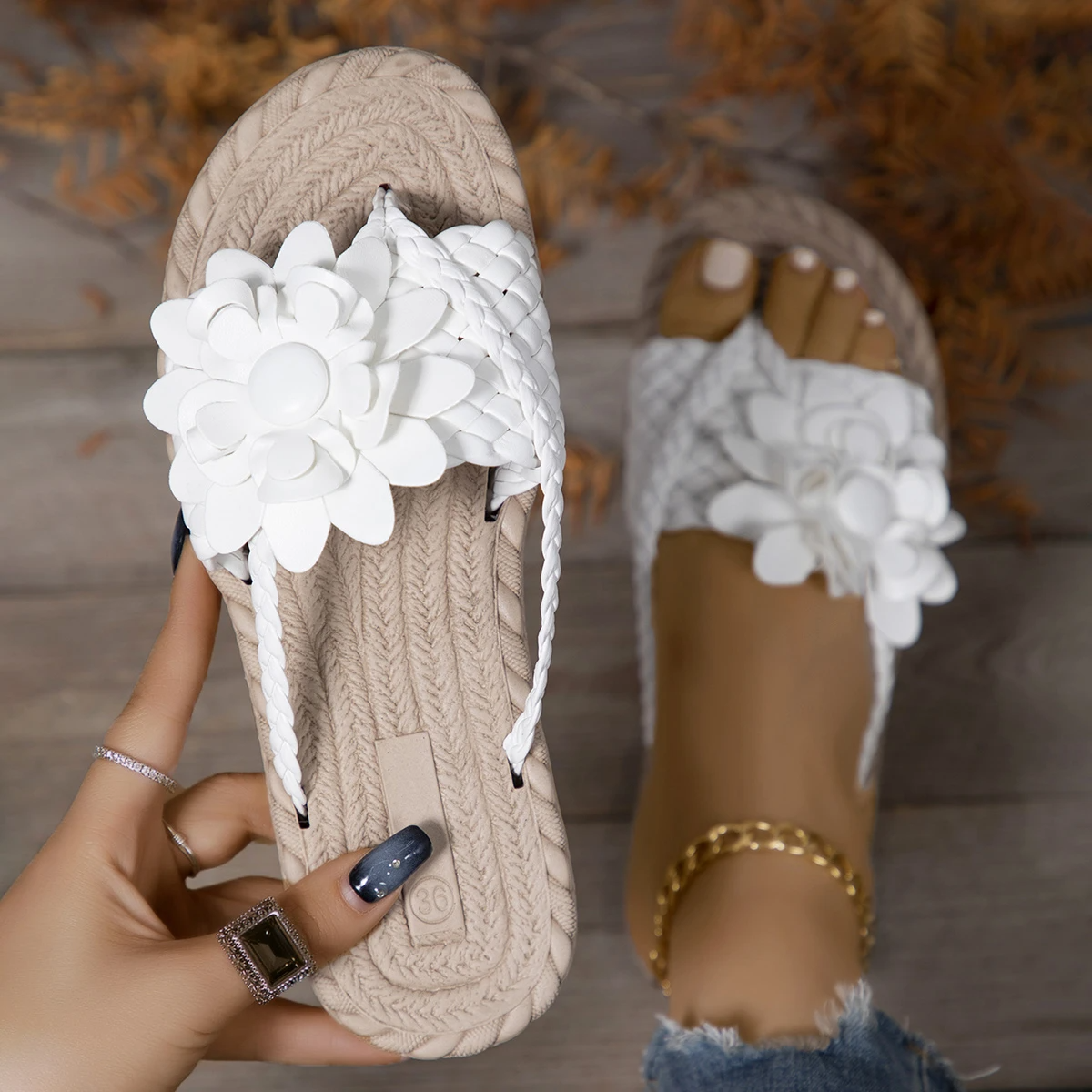 Boho Flower Flip Flops