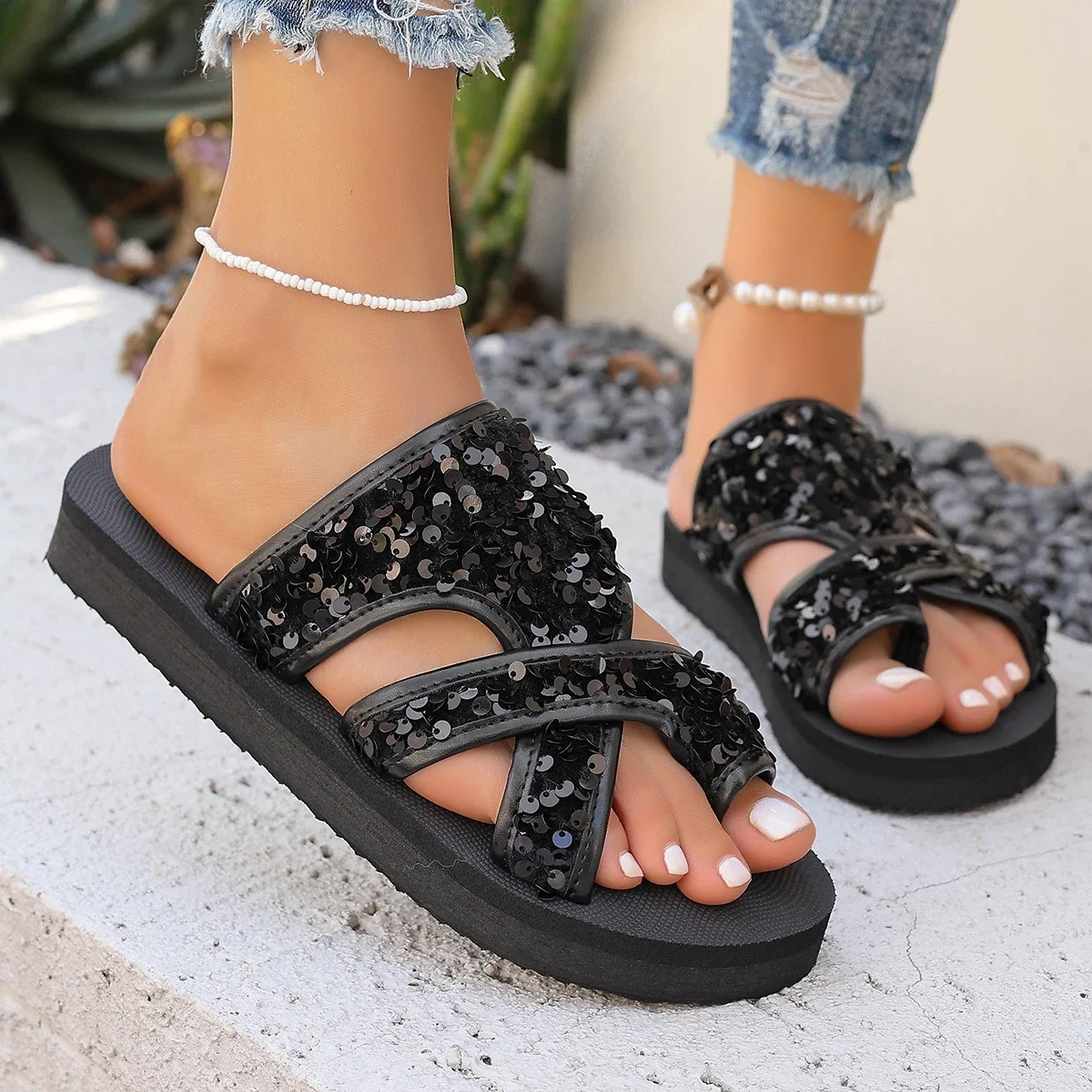 GlamWave Wedge Sandals