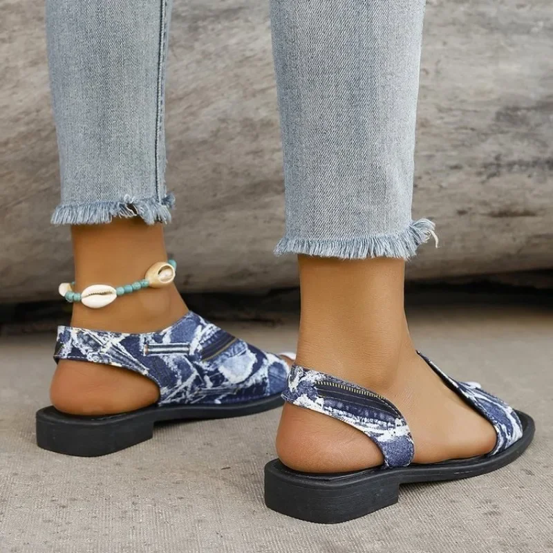 Skull Print Slip-On Summer Sandals