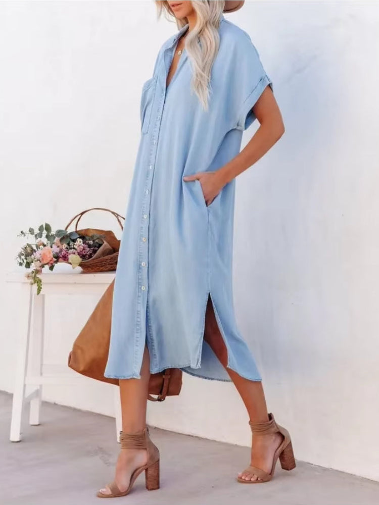 Women's Casual Denim Shirt Dress