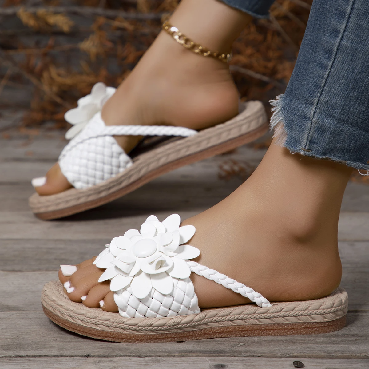 Boho Flower Flip Flops