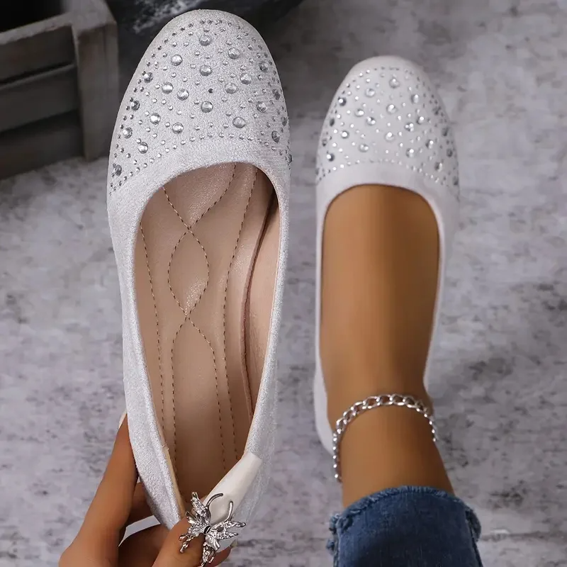 2025 Crystal-Embellished Ballet Flats