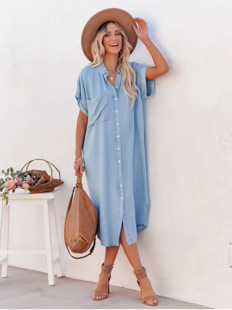 Women's Casual Denim Shirt Dress