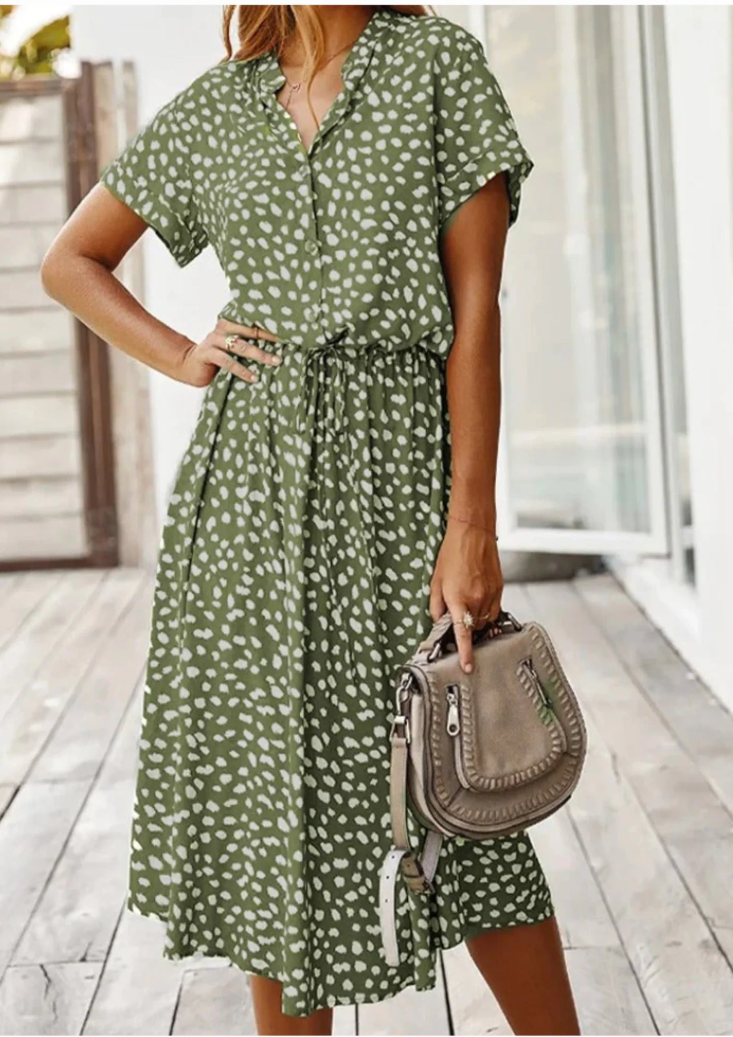 Polka Dot Bohemian Lace-Up Dress