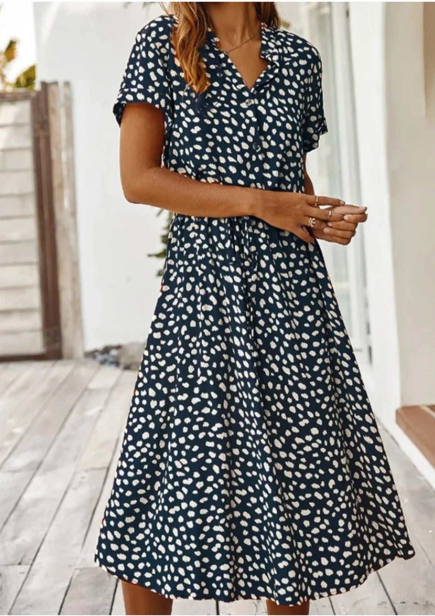 Polka Dot Bohemian Lace-Up Dress