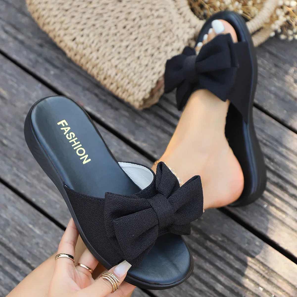 Women's Bow Tie Slip-On Sandals