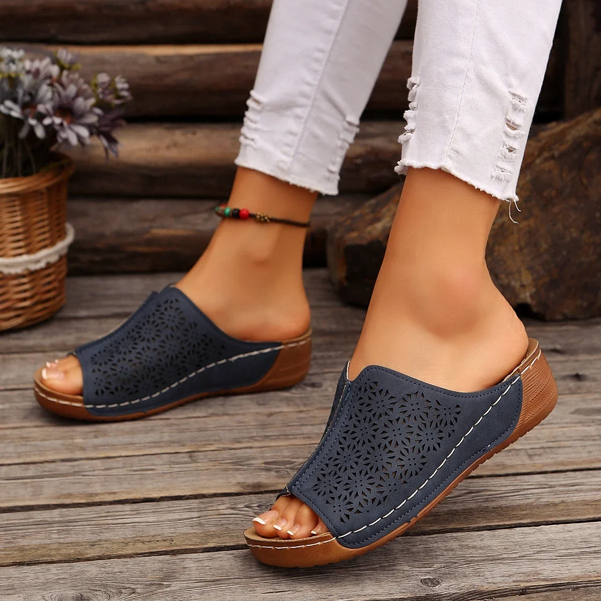 BreezyLift Wedge Slippers