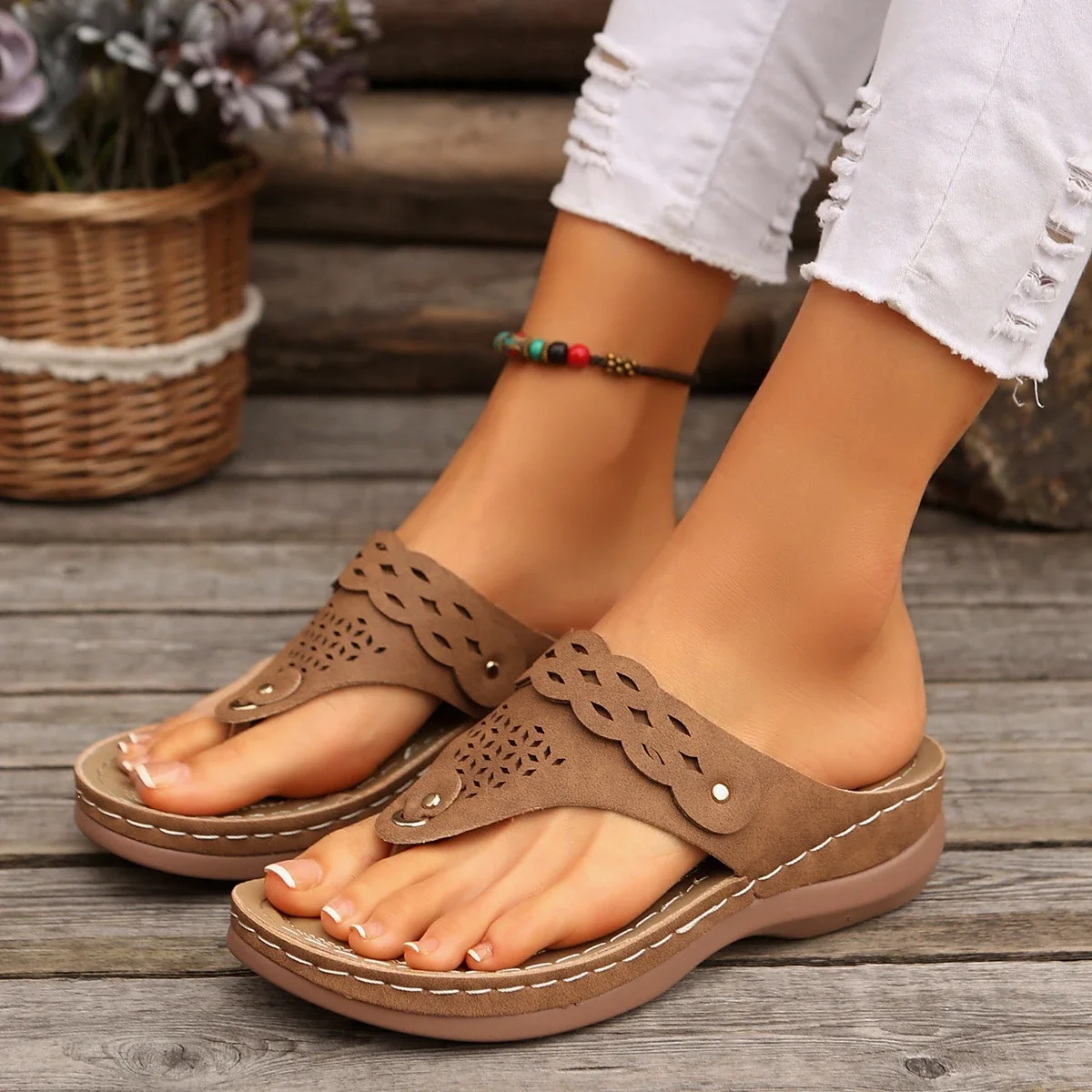 FloraEase Slip-On Sandals