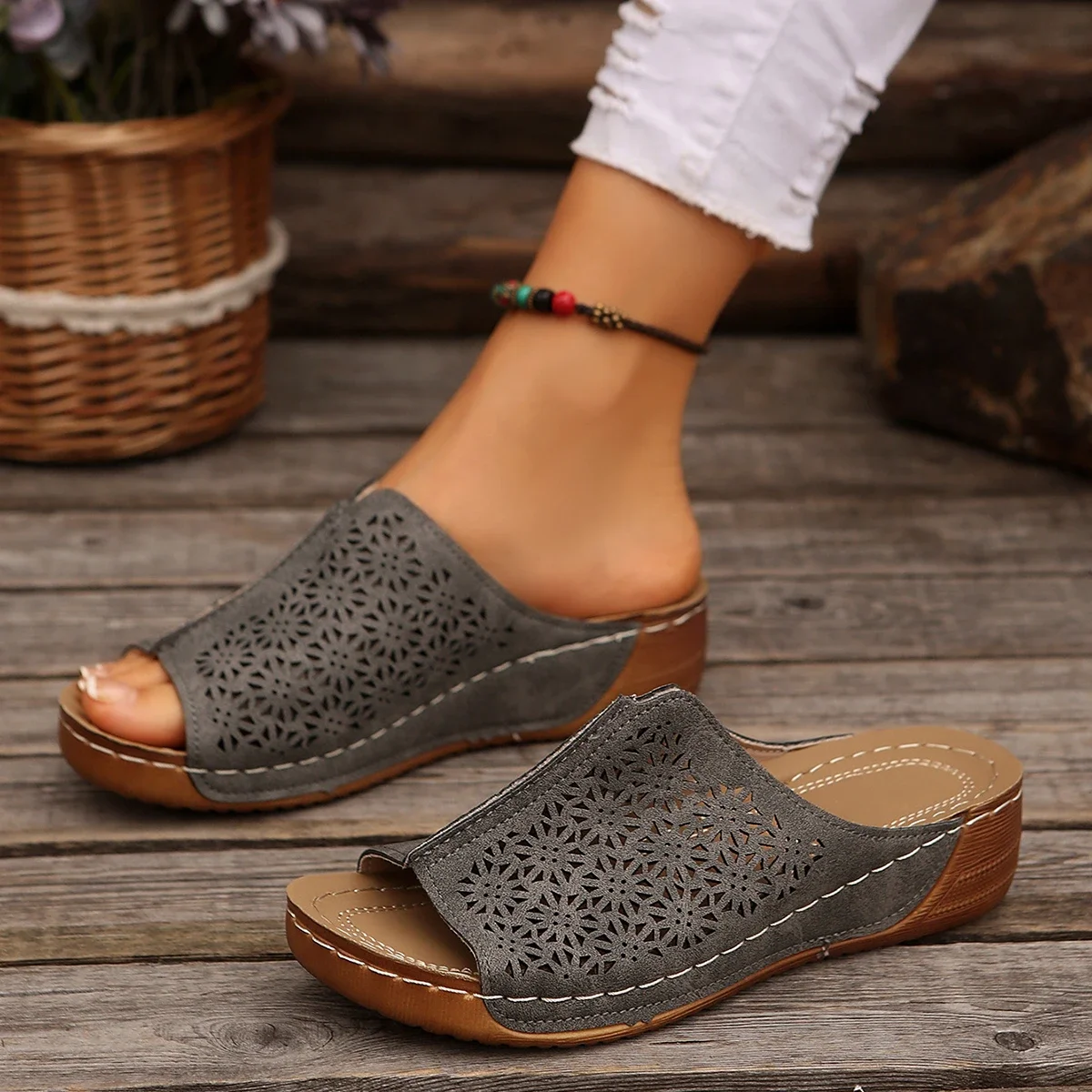 BreezyLift Wedge Slippers