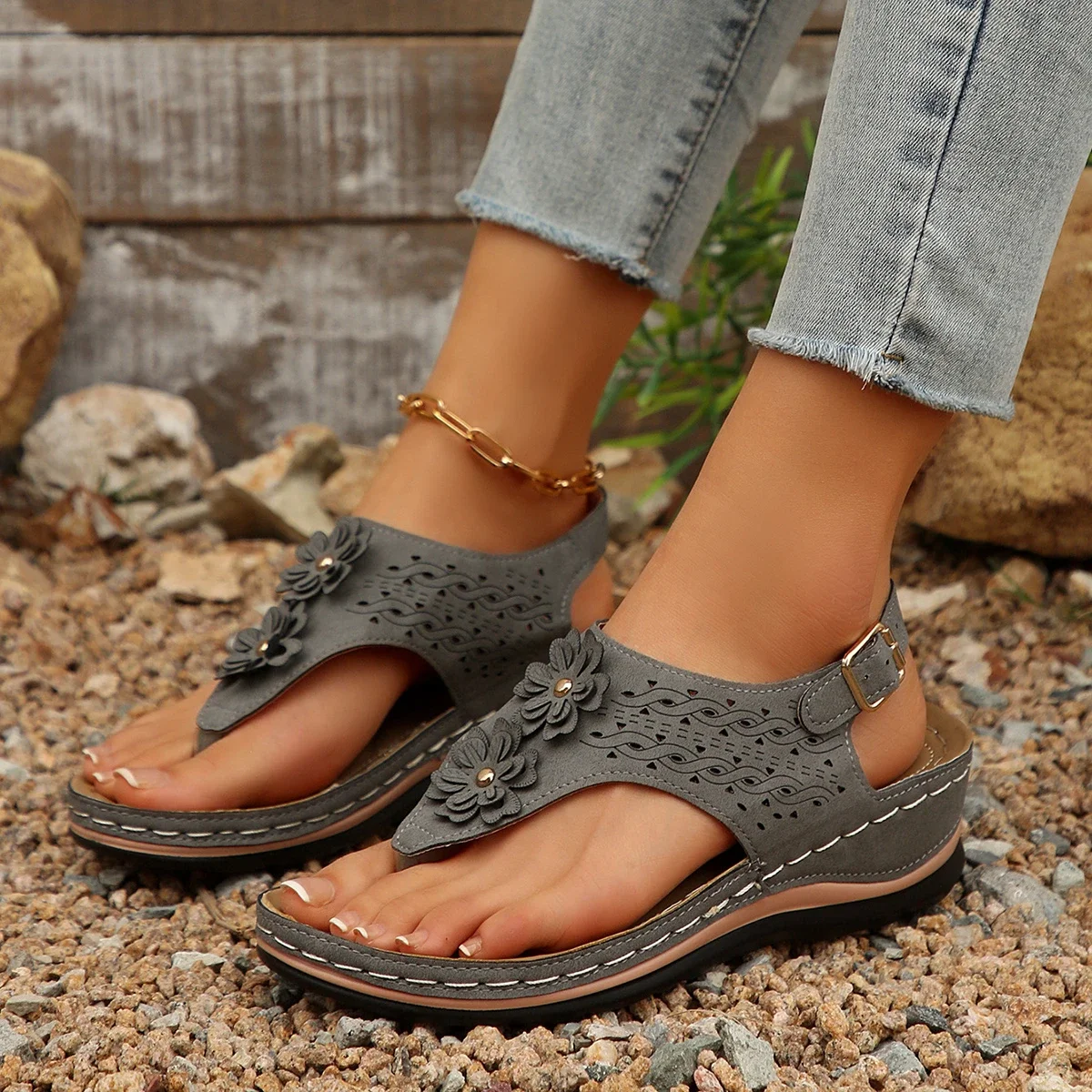 FloraEase Slip-On Sandals