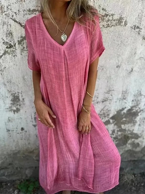 Elegant Summer Cotton-Linen Long Dress