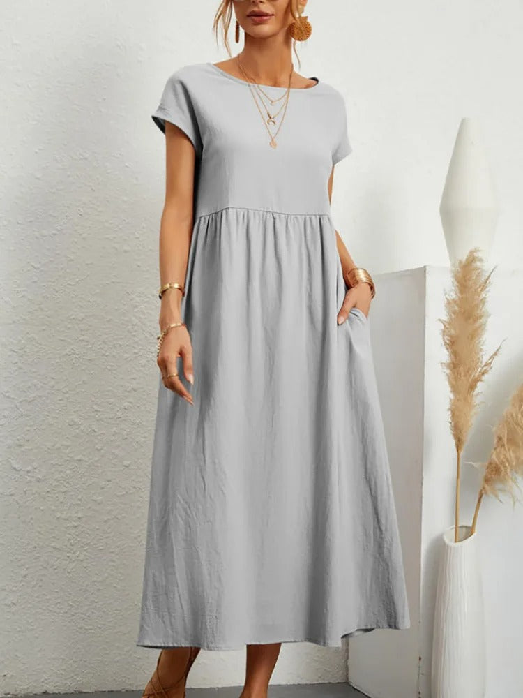 Elegant Cotton Linen Maxi Dress