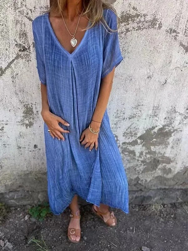 Elegant Summer Cotton-Linen Long Dress