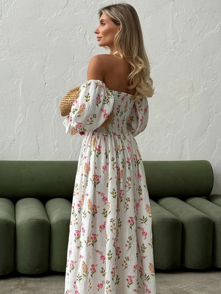 Women's 100% Cotton Vintage Floral Midi Dress