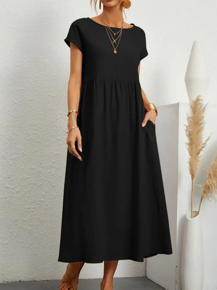 Elegant Cotton Linen Maxi Dress