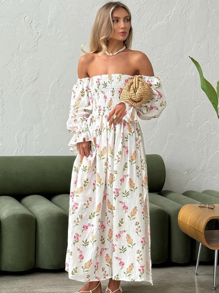 Women's 100% Cotton Vintage Floral Midi Dress