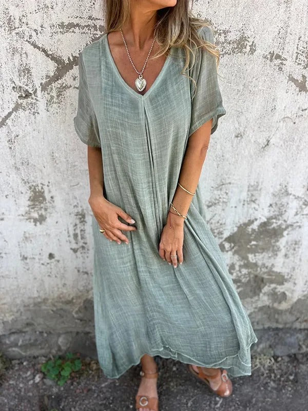 Elegant Summer Cotton-Linen Long Dress