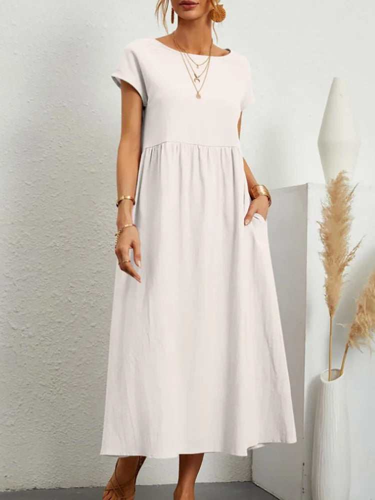 Elegant Cotton Linen Maxi Dress