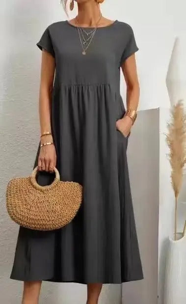 Elegant Cotton Linen Maxi Dress