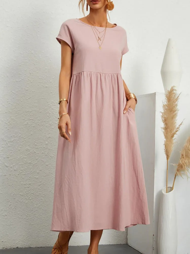 Elegant Cotton Linen Maxi Dress