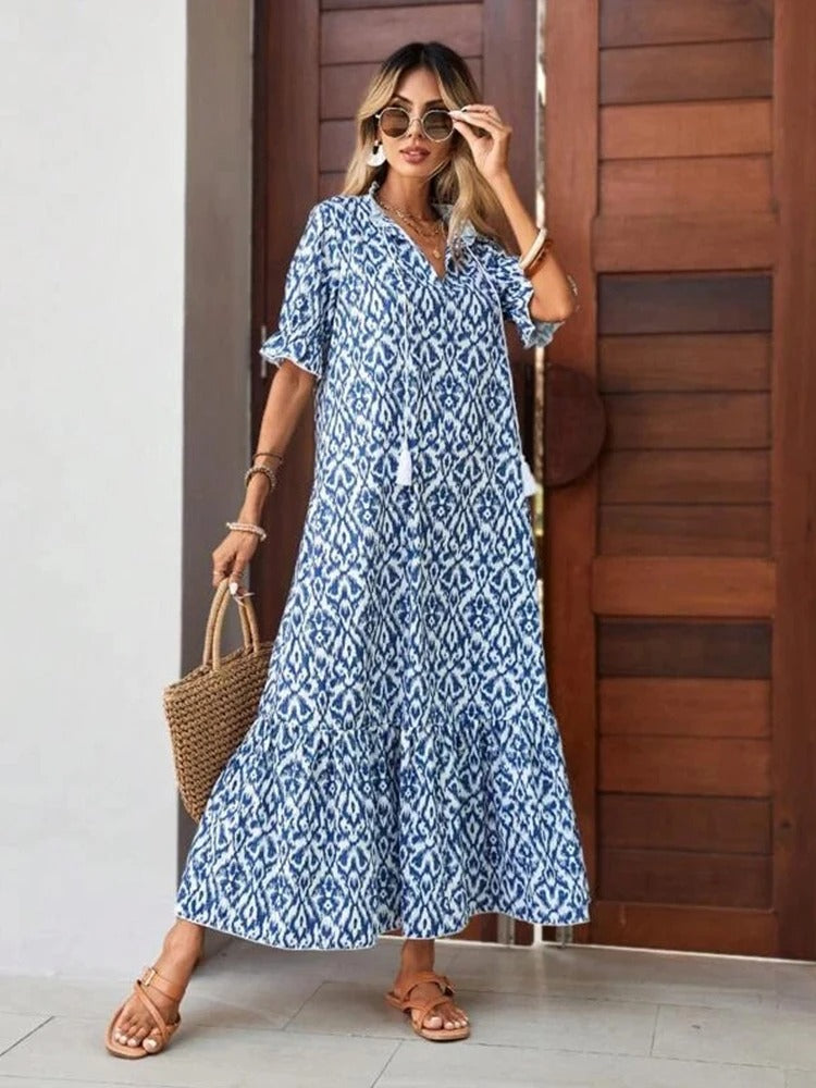 2025 Spring-Summer Boho Floral Maxi Dress