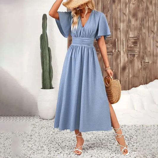 Elegant V-Neck Split Long Party Dress