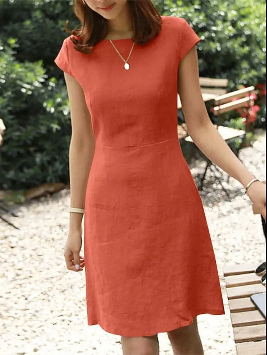 2025 Spring Cotton Linen Casual A-Line Dress – Effortless Comfort and Style