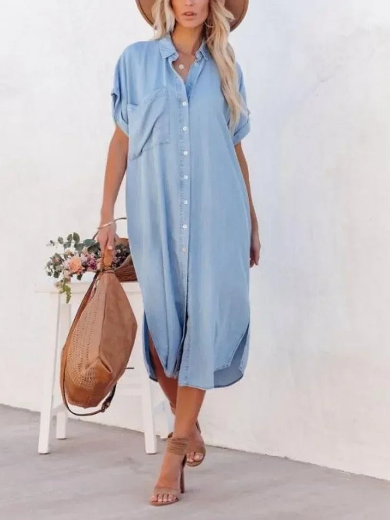 Women's Casual Denim Shirt Dress