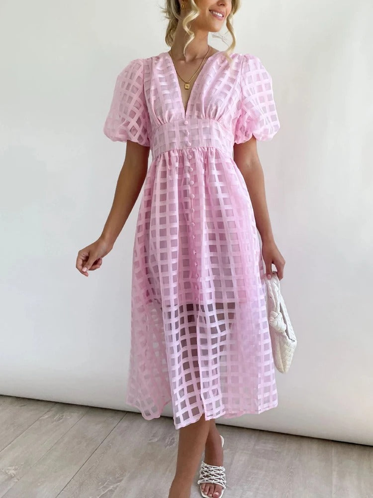 Sexy Midi vintage Transparent Dress