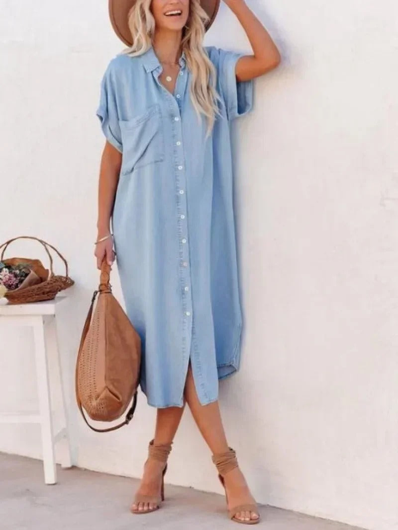 Women's Casual Denim Shirt Dress