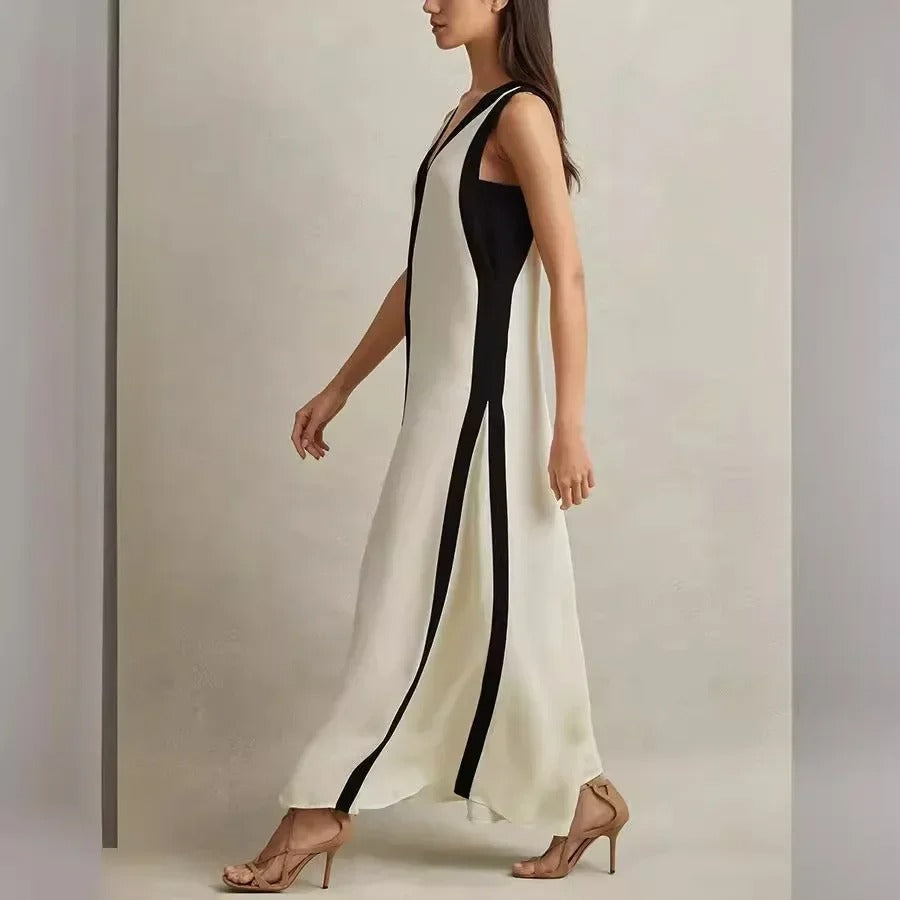 2025 Summer Backless V-Neck A-Line Maxi Dress