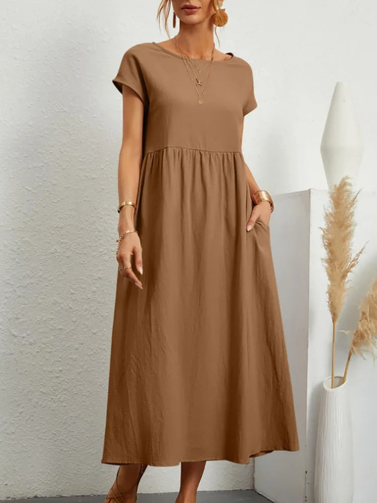 Elegant Cotton Linen Maxi Dress