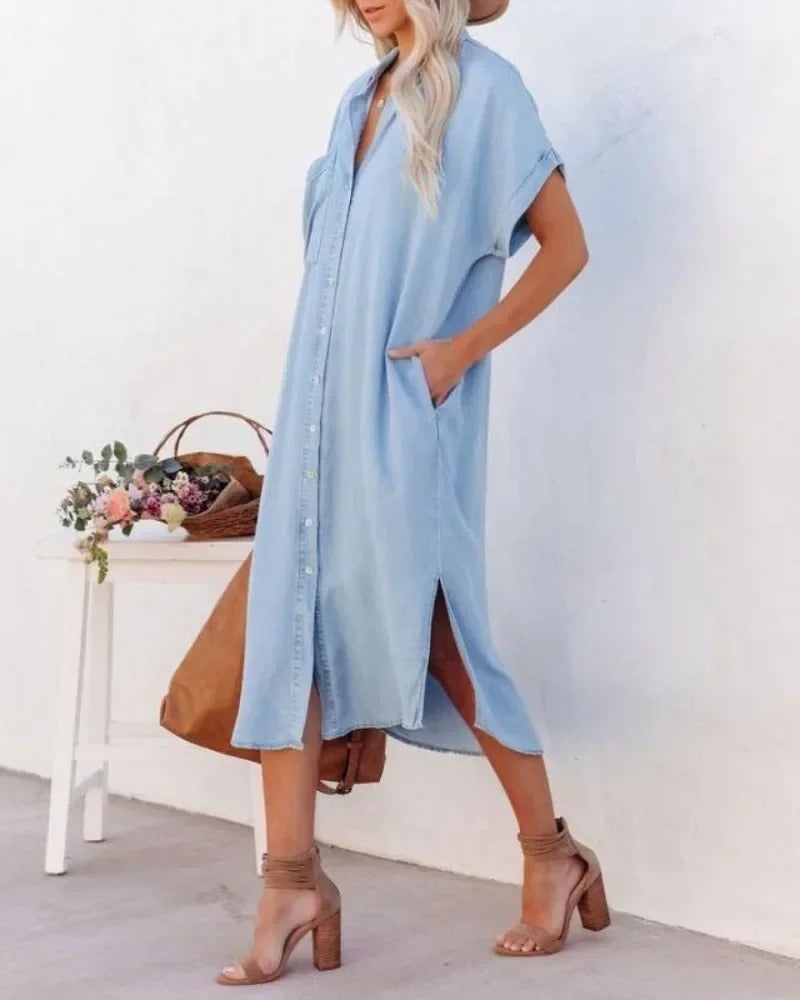 Women's Casual Denim Shirt Dress