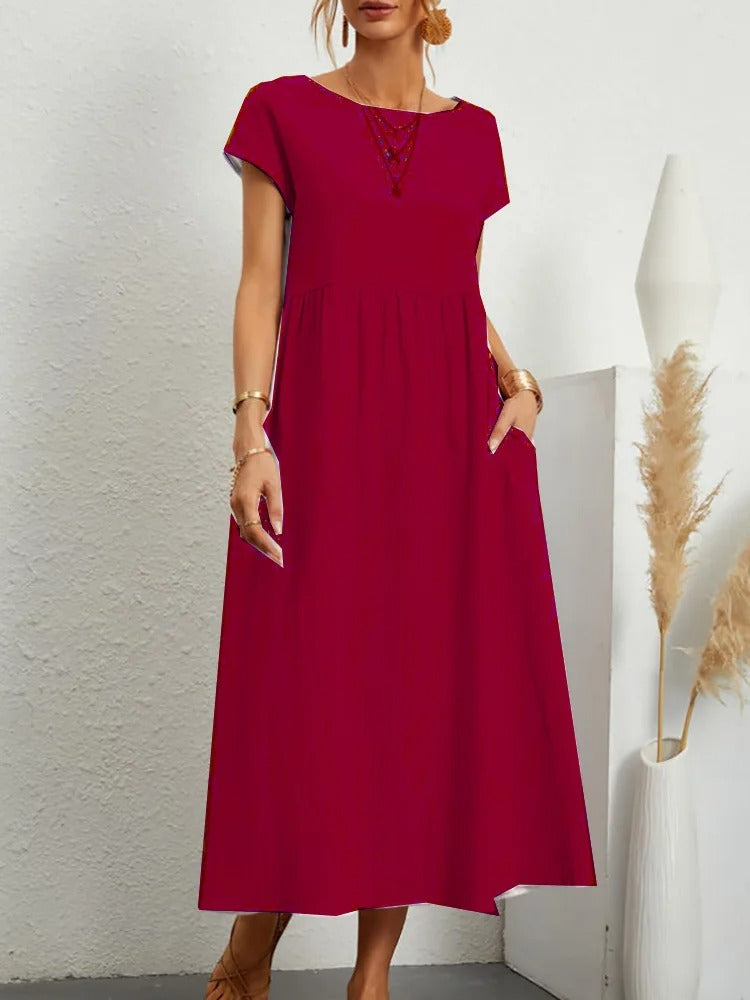 Elegant Cotton Linen Maxi Dress