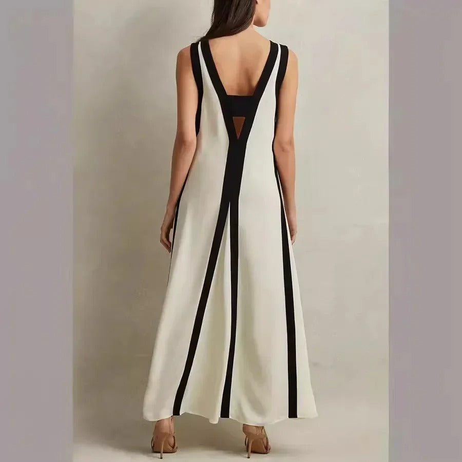 2025 Summer Backless V-Neck A-Line Maxi Dress