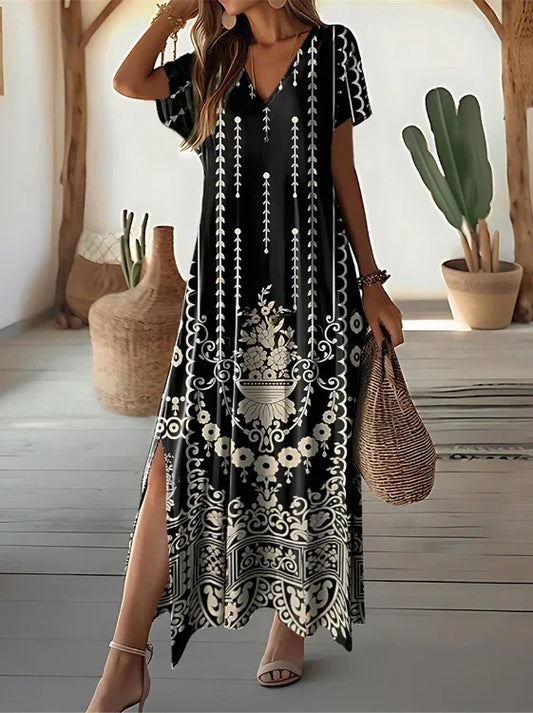 2025 Summer Bohemian Women’s Dress - O-neck Elegant Long Casual Beach Dress