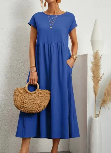 Elegant Cotton Linen Maxi Dress