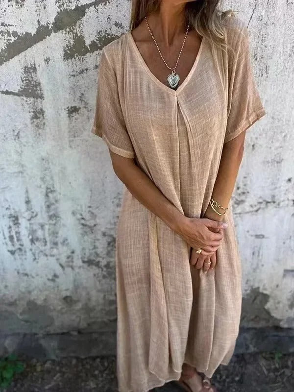 Elegant Summer Cotton-Linen Long Dress