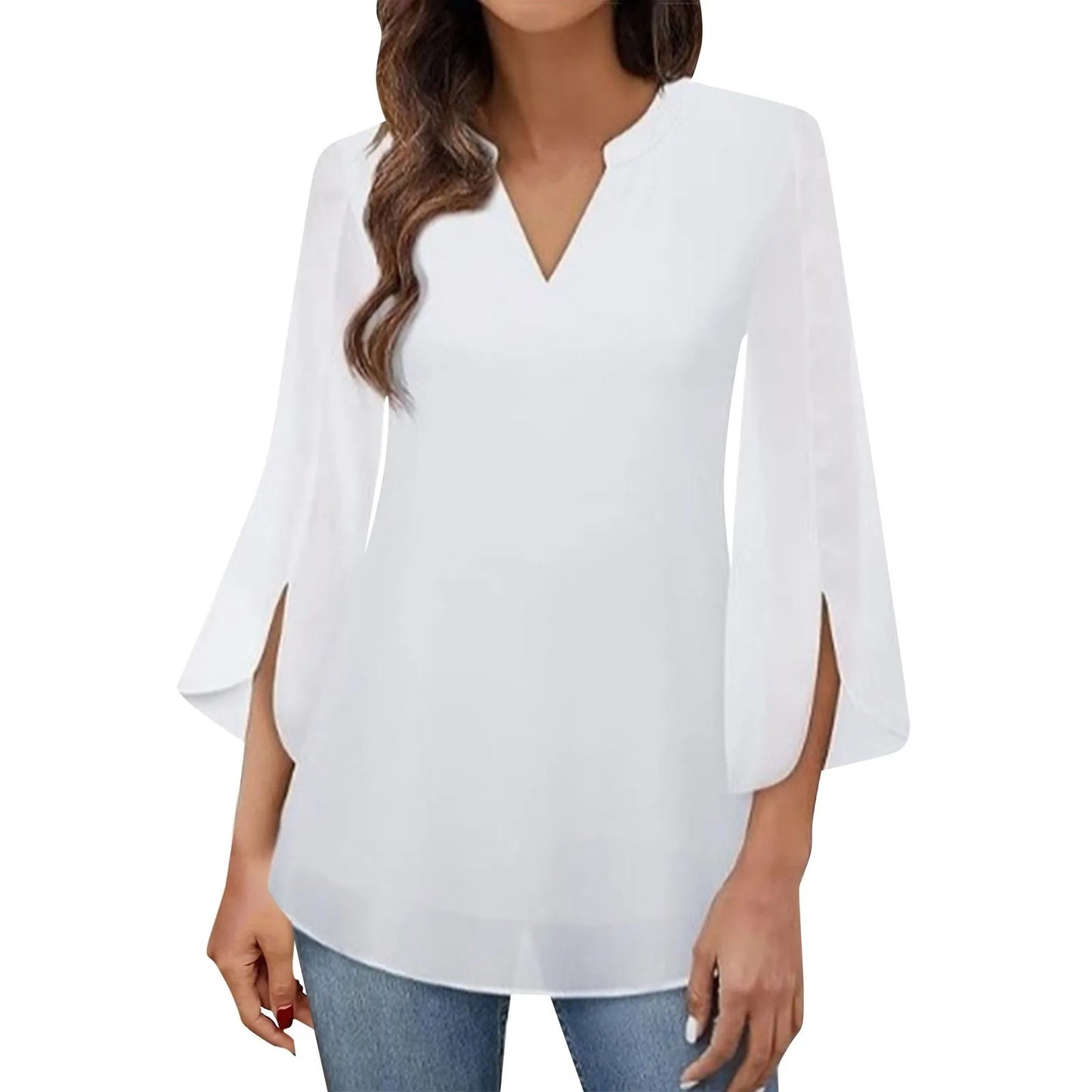 2025 Women's Chiffon Flowy Tunic Blouse