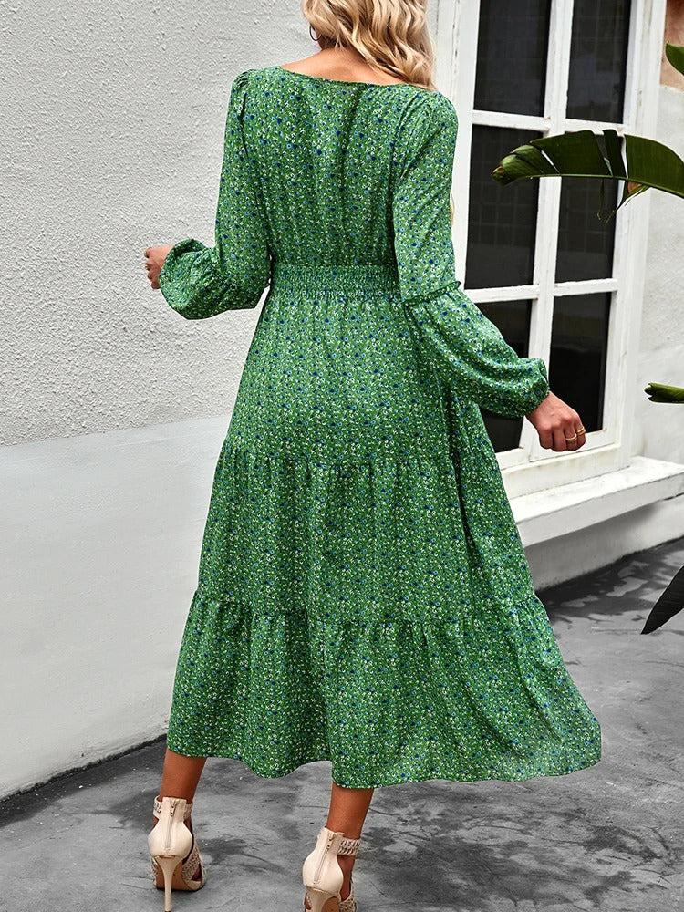 Spring Green Vintage Midi Dress – Timeless Elegance for 2025